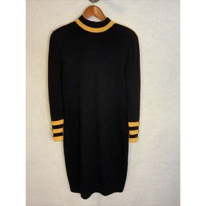 Vintage St John by Marie Gray Black Knit Dress Womens Size 10 LS Back Zip